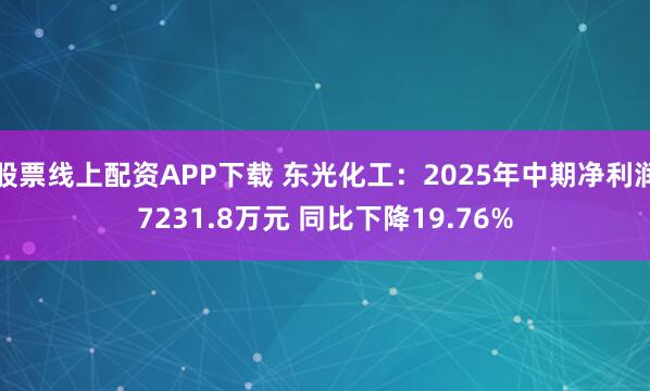 股票线上配资APP下载 东光化工：2025年中期净利润7231.8万元 同比下降19.76%