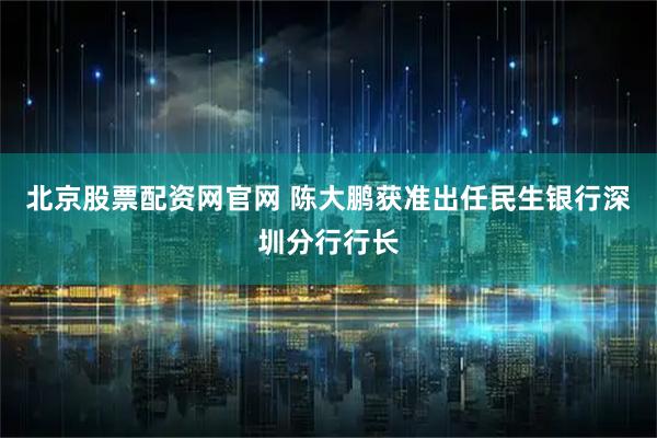 北京股票配资网官网 陈大鹏获准出任民生银行深圳分行行长