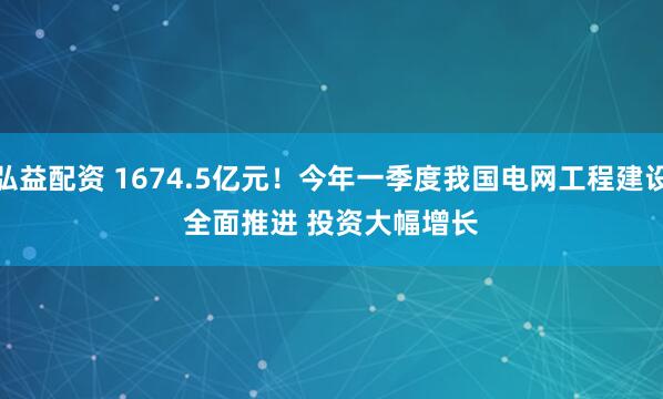 弘益配资 1674.5亿元！今年一季度我国电网工程建设全面推进 投资大幅增长
